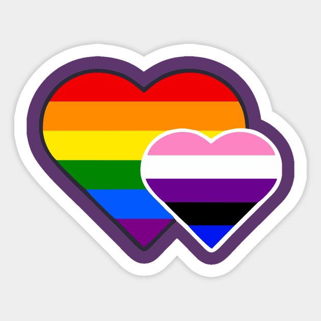 Gender Fluid Double Heart Sticker by Blood Moon Design